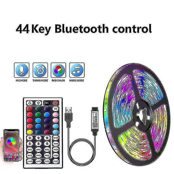 20m LED-lys Bluetooth RGB-lys LED-stripe med 44-knappers fjernkontroll Musikk-synkronisering Fargeskiftende LED-stemningsstripe Fule53 -ES 5M Full Set 5050 44Key BT USB