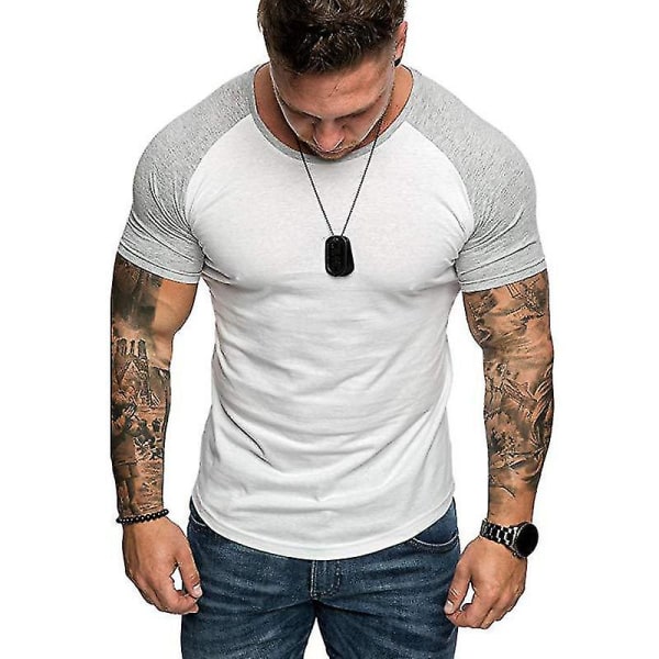 Gym T-shirt för män Sport Kortärmade Toppar White M