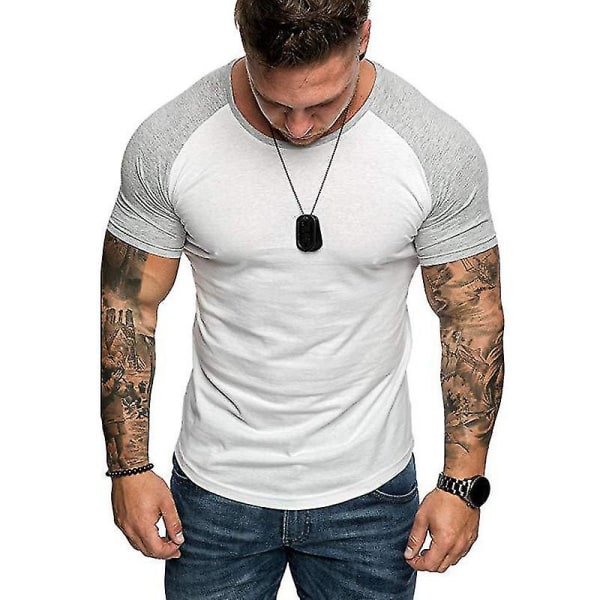 Miesten kuntosali T-paita Urheilullinen Lyhythihainen Yläosa White XL