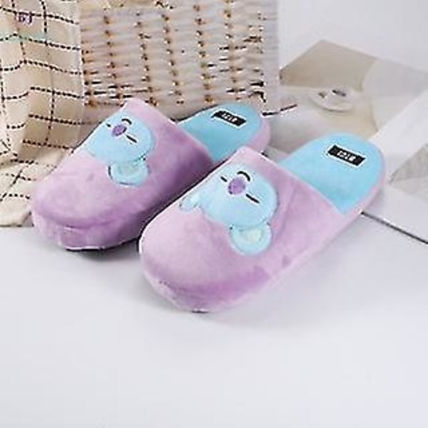 Kpop Bts Bt21 Unisex Vintervarme Bløde Plys Hjemmesko med Skridsikker Sål - Søde -ES Shooky