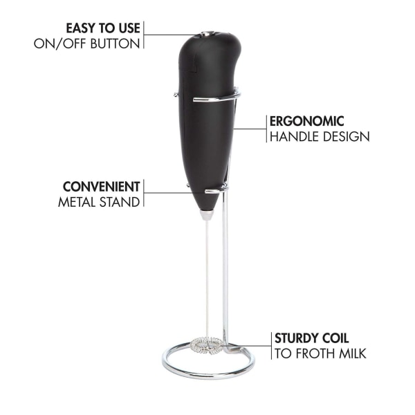 Håndholdt Visp med Stativ, Mini Blender Mixer for Kaffe, Frappe, Matcha, Espresso black