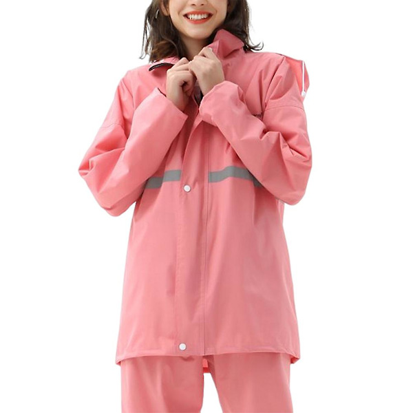 Kaksikerroksinen heijastava sadetakki aikuisille Kannettava vedenpitävä sadepuku Pink Double XXL