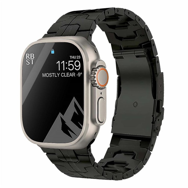 Luksus titanrem kompatibel med Apple Watch Band Ultra 49mm 45mm 44mm 41mm 3 -HG black