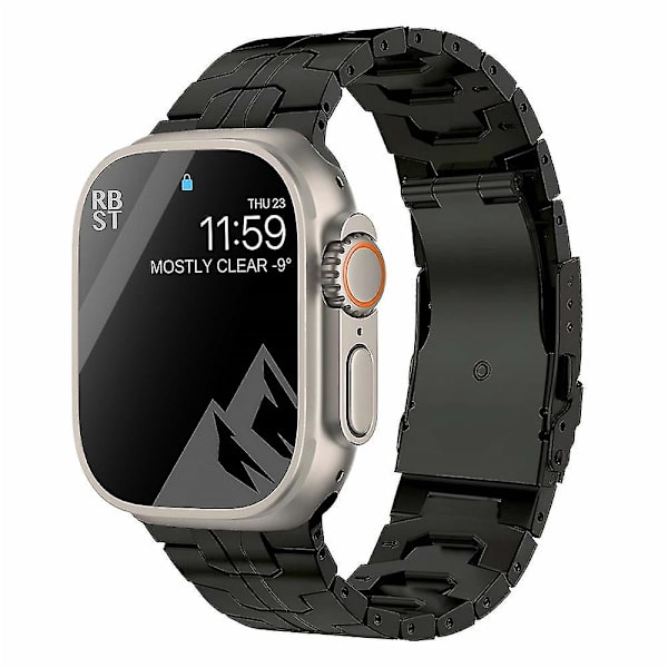 Lyxigt titanarmband kompatibelt med Apple Watch Band Ultra 49mm 45mm 44mm 41mm 3 -HG black