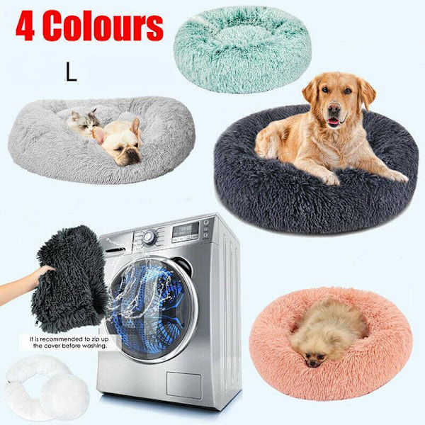 L-70CM Hund Katt Husdjur Lugnande Säng Tvättad ZIPPER-överdrag Varm Mjuk Plysch Rund Sov 70cm