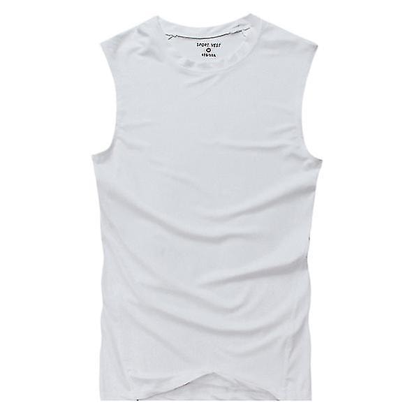 Herrar Toppar Baslager Väst Ärmlös T-shirt Gym Sport Tank Tops White L