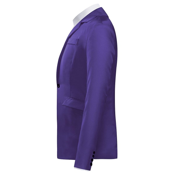 Yynuda Miesten Business Casual Klassinen lovettu käänne, kaksinkertainen jaettu puhdas väri, yksinapillinen pukutakki 11 väriä Purple XL