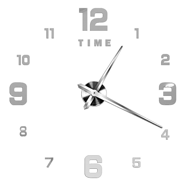 Romerska Siffror Väggklockor 3d DIY Spegel Väggklocka Akryl Dekal Mode Kvarts Klockor Titta Hem Dekoration Reloj De Pared Silver A 27inch 2D (No EVA)