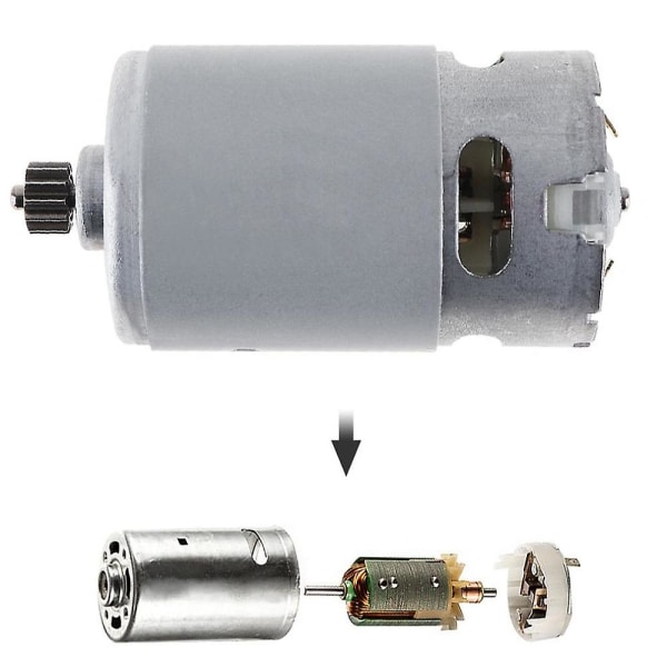 Rs550 18v 19500 Omdr/min DC-motor med to-trinns 11 tenner og høyt dreiemoment Kompatibel med elektrisk drill/skrutrekker -HG Silver