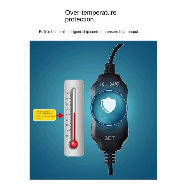 Liten Akvarievärmare med Justerbar Temperatur, Digital Display, USB-Laddning för Mini-Tank, Sköldpadda Black