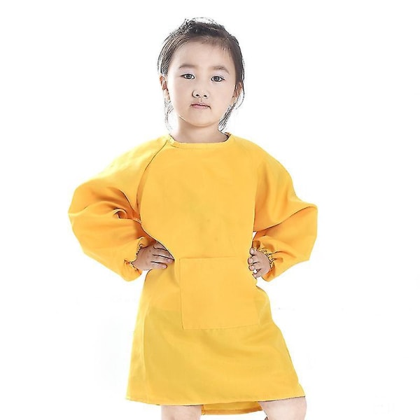 1 st Långärmat förkläde Målning Kappa Cover Ritning Art Smock Klädskydd Kompatibel med barn Barn yellow XL(140-155cm)