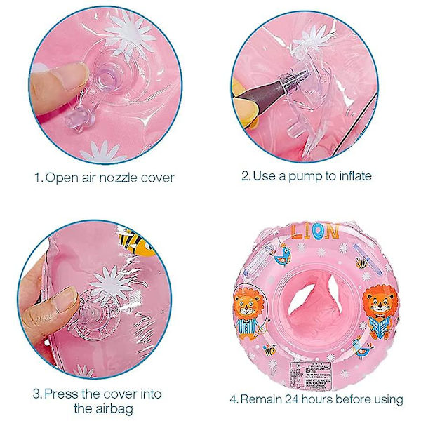 Baby uimarengas, uimaapuvälineet Baby puhallettava kelluntarengas uimaistuin Baby leluille 6 kk - 36 kk Lion - Pink