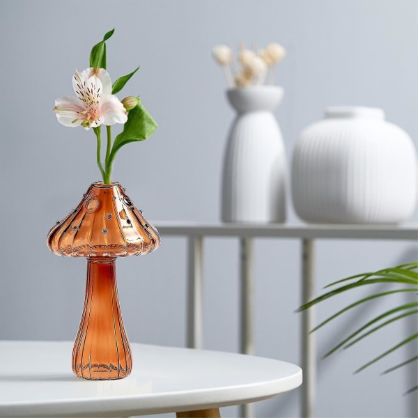 Sarte Sopp Glass Bud Vaser Fargede Fine Glass Vase Sopp Blomster Vase Sopp Dekor beige