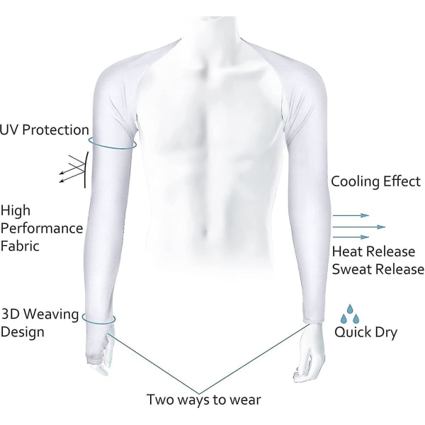 4 par kylsjalarmsärmar Solskydd med fingerhål för golf, körning, ridning, fiske White
