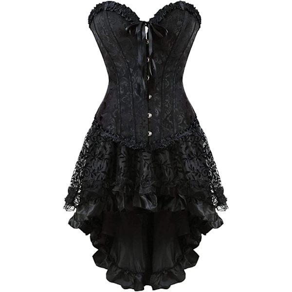 Szivyshi Damkorsett med Hjärtformad Dekolletage, Snörning, Plastben, Bustier Topp -ge Black819 S