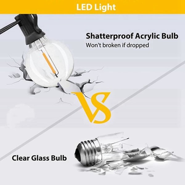 3 stk G40 Led lyspærer, E12 Skrue Base Kompatible Solar String Lights Transparent