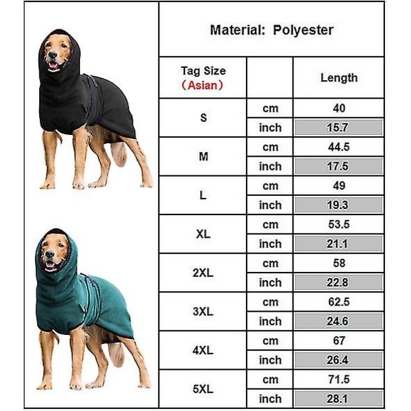 Håndklæde Badekåbe til Hunde, Tørt Håndklæde til Hvalpe, Varmt Tøj til Hunde Army Green XL