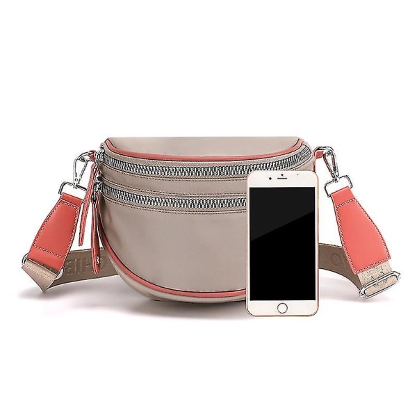 Crossbody Bag Dame Wide Strap Bum Bag Dame Stilig Skulderveske Ryggsekk -HG Black