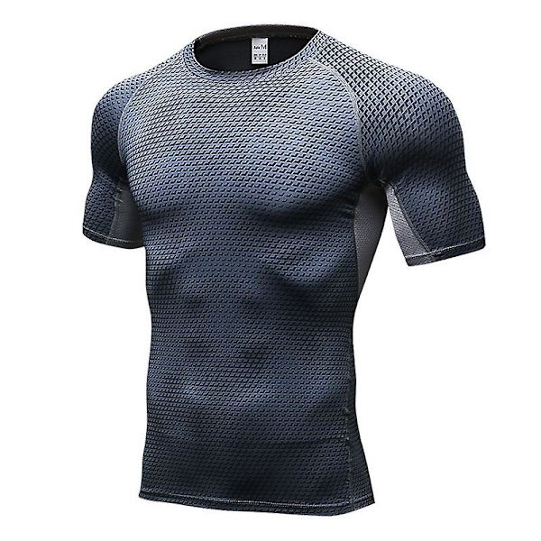 Mænds Base Layer T-shirt Under Skin Tee Gym Sport Tops Grey M