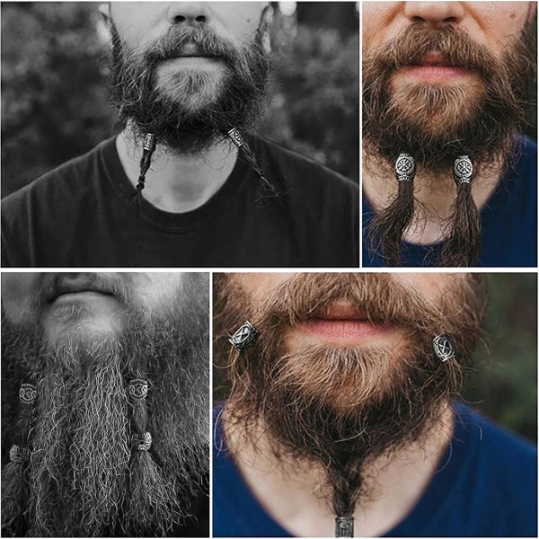 80 stycken Vikinga skäggpärlor Fornnordiskt hår Rörpärlor Dreadlocks Pärlor för hår Flätning Armband Hänge Halsband Silver gör-det-själv smycken Hårdekoration