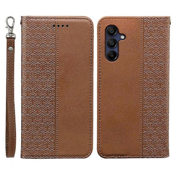 Kompatibelt Plånboksfodral för Samsung Galaxy A26 5G, Stark Magnetisk Rutmönstrad Prägling Läder Flipfodral Brown