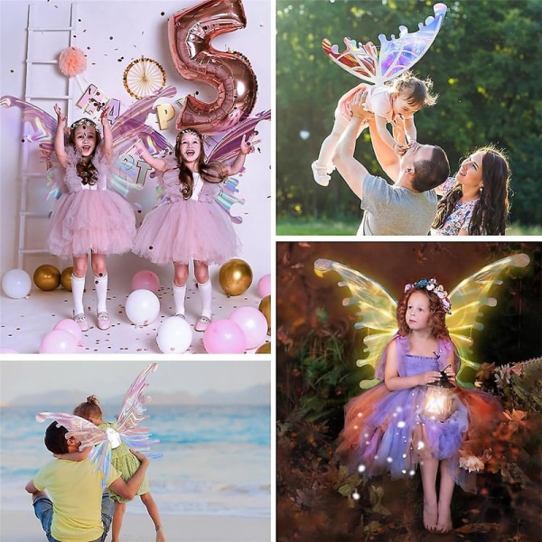 Piger Damer Elektriske Fairy Wings, lyser op Bevægende sommerfuglevinger med led lys Legetøj Cosplay Festpåklædningsgaver