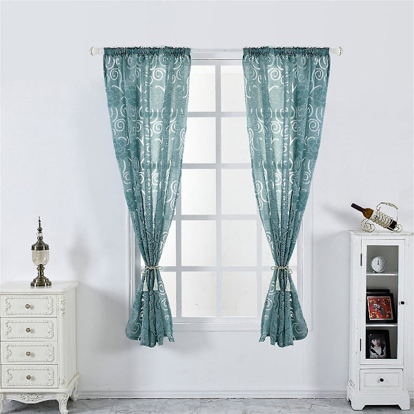Seersucker genomskinliga gardiner, 1 panel, grön, 100x130cm/100x200cm/100x250cm Green 100x200cm
