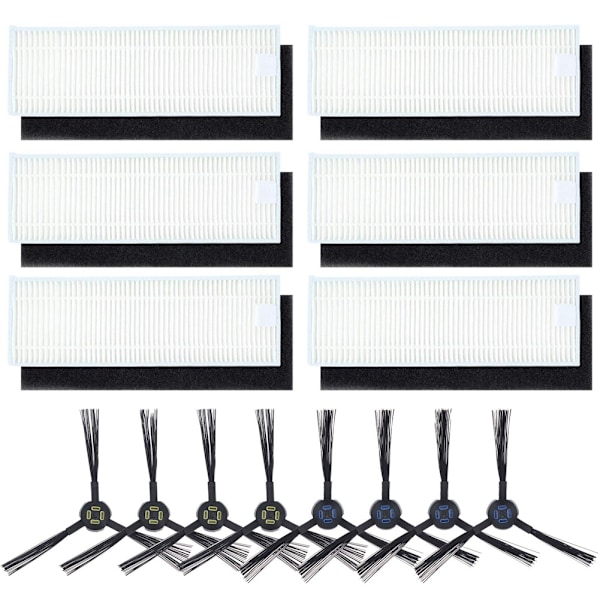 Erstatningssidebørste HEPA-filter for Silvercrest SSR1 SSRA1 ILife A9S A9 A7 robotstøvsuger tilbehør