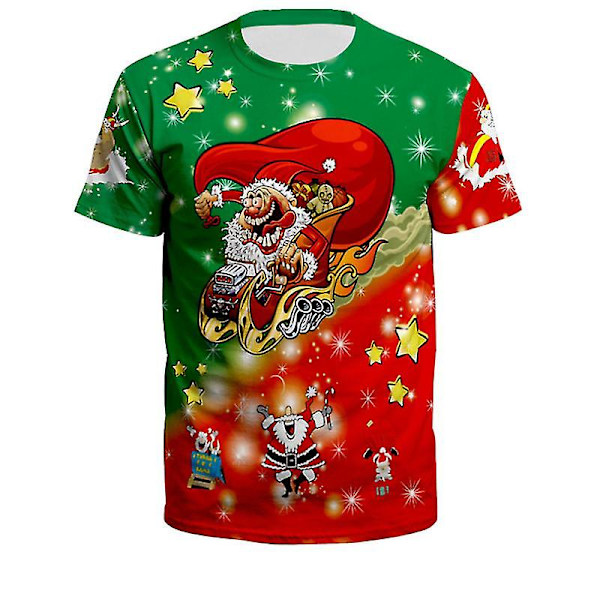 Naisten ja miesten jouluaiheinen 3D-printattu lyhythihainen T-paita L 2XL