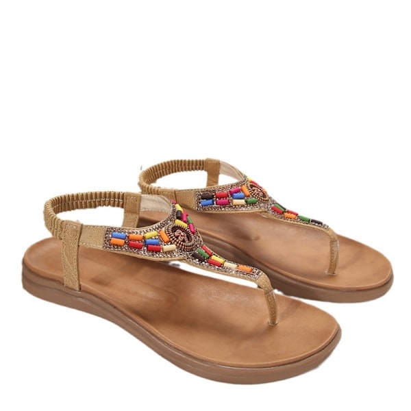 Boheemi-tyyliset litteät sandaalit naisille, Gladiator-varvassandaalit Off-white 39