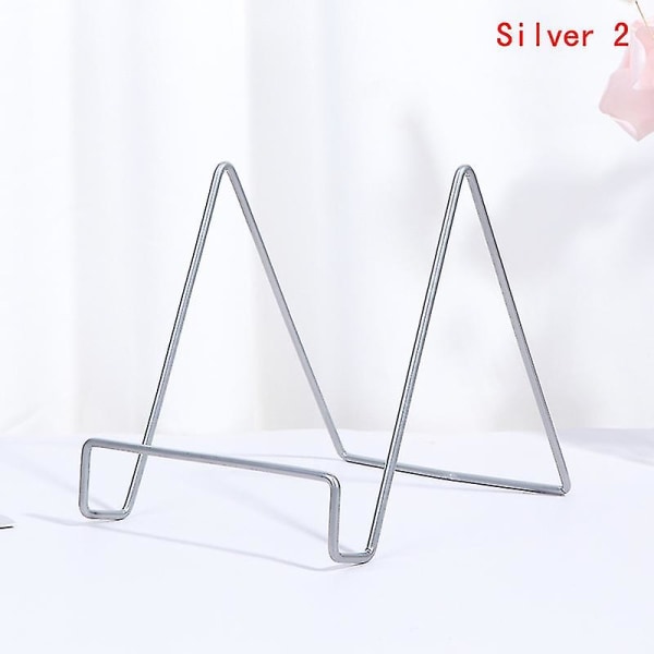 Jernkunst Display Stativ Tallerkenstativ Plade Skål Billedramme Bog Holder Hjem Dekoration Silver 2 L