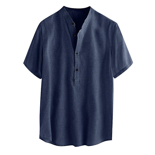 Miesten Yksinkertaiset Kesälyhyt Hihapaidat Navy Blue 2XL
