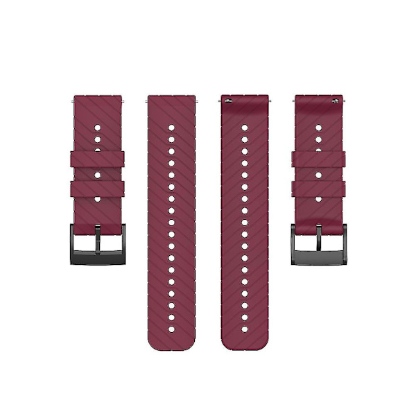 24mm Udskiftningssilikon Universal Urrem Smartwatch Rem Kompatibel med Suunto 9 -hg Wine Red