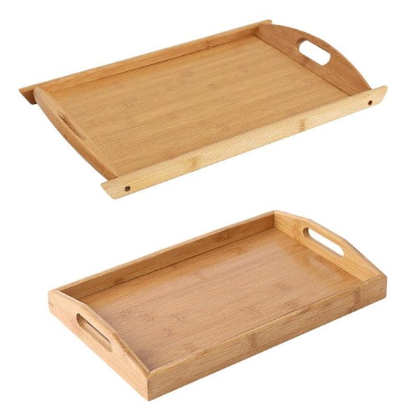 Rektangulær bambusbakke husholdnings te serveringsplade køkken snack skål organizer