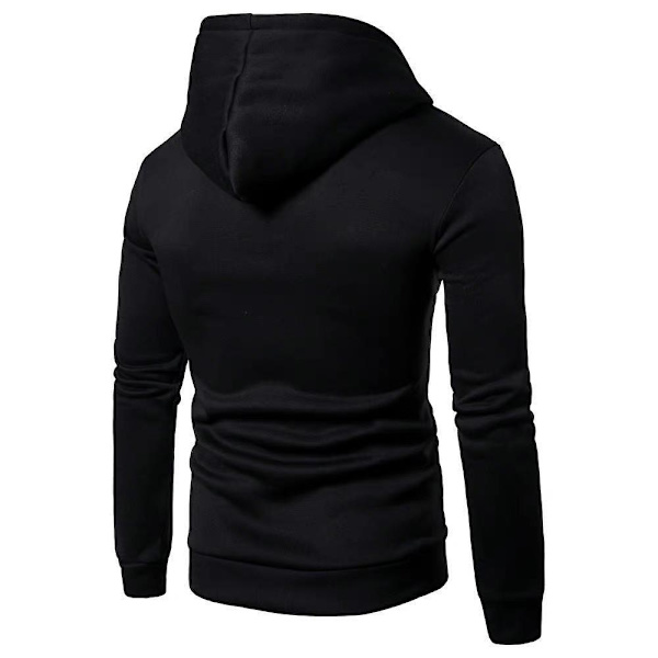 Miesten asukokonaisuus - Painettu pitkähihainen huppari ja vetoketjulliset housut Black XL