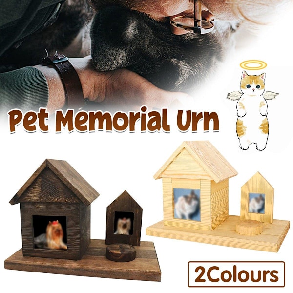 Husdjursurna för Hund och Katt Aska Urna med Foto Ram Minneslåda Trä Memorial Husdjur - Mörkbrun MÖRKBRUN