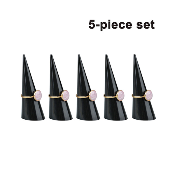 5-pack Konformad Akryl Solid Ring Display för Smyckesvisning Displayställ (Klar & Svart & Vit) - Svart