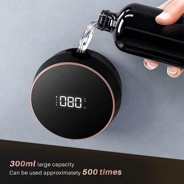 Automatisk Tvål dispenser, 300ml Beröringsfri Temperaturdisplay Väggmonterad, Tvål dispenser för Badrum Köks B