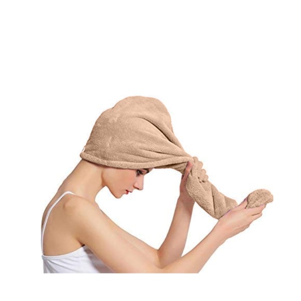 3Pak Hårhåndklæde Bløde Brusehåndklæder til Hår til kvinder Turban Wrap Tørring Hovedhåndklæder -grå + kamel + lys lilla