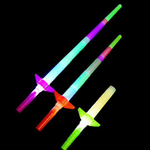 1 st Led Glow Stick 4-sektion förlängbar Led Glow Sword Barnleksak Blinkande Stick
