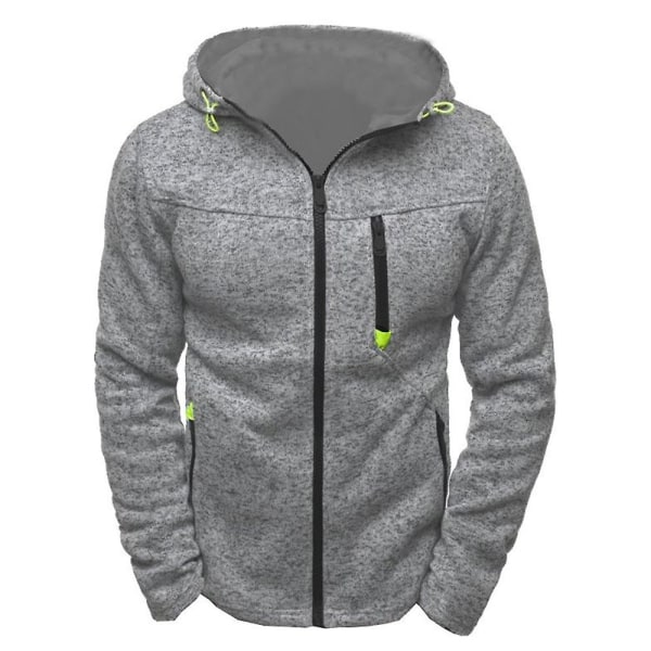 Herrjacka Solid Zip Up Hooded Långärmad Sweatshirt Toppar Light Grey 2XL