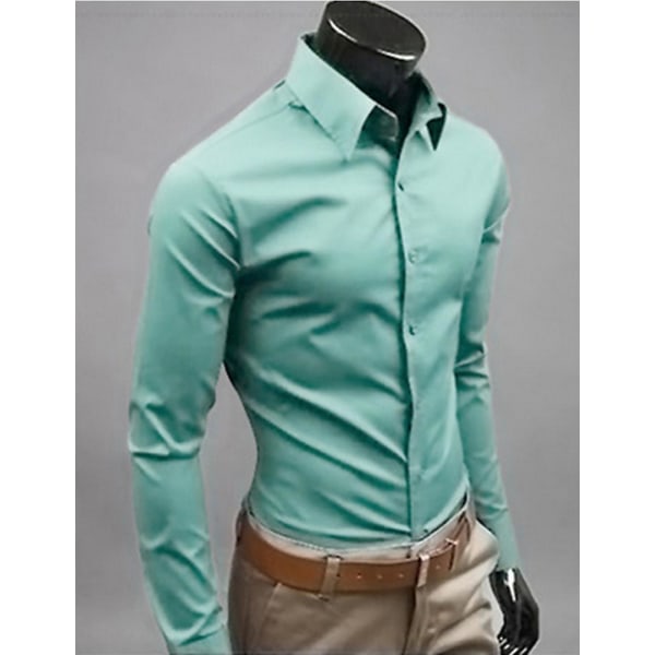 Miesten Topit Pitkähihainen Business Shirt Tavallinen muodollinen casual paita Greyish-green L