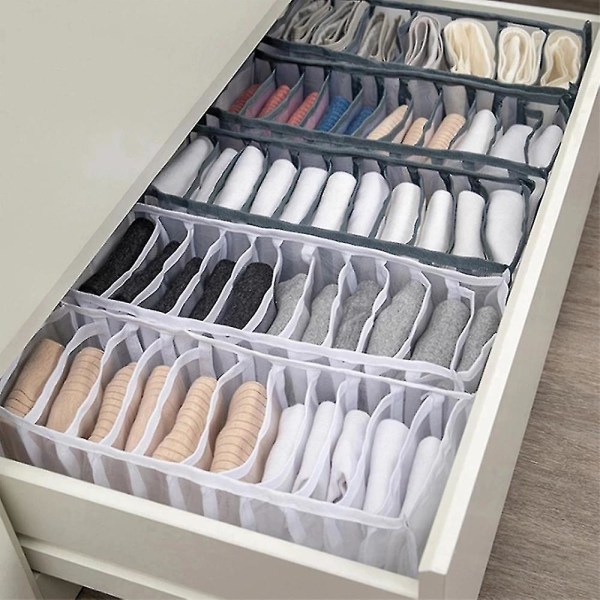 2 stk Klær Organisering Oppbevaringsboks Sammenleggbar Undertøy Organisering Oppbevaringsdeler Skuff Organisering Jeans Garderobe Organiser Gray 25x36x20cm