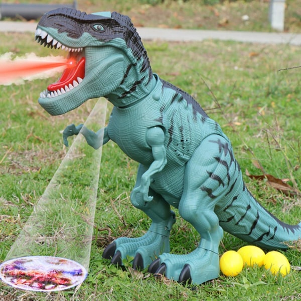 Simulerad djur T-rex leksak elektrisk burk lägger ägg Rör huvudet medan det gör brusande ljud dinosaurie leksaker red