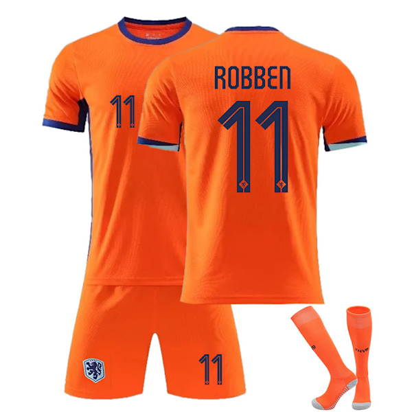 Nederland hjem fotballdrakt ROBBEN draktsett med sokker L(175-180cm)