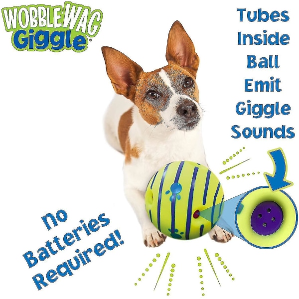 Wobble Wag Giggle Ball, Interaktiv Hundelegetøj, Sjove Giggle Lyde, 14cm -ES