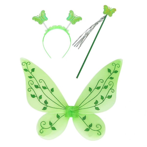 3-9 år Barn Jenter Princess Fairy Dress Cosplay kostyme Pannebånd Fairy Stick Wing Kit 3-4 Years