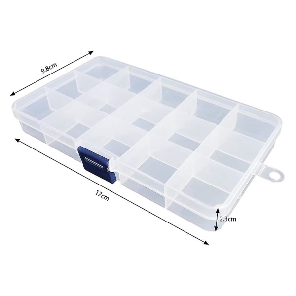 Plastic Organizer Box, 2 Pack Clear Perle Organizer til smykkegrej Øreringe Craft Perler (15 gitter)