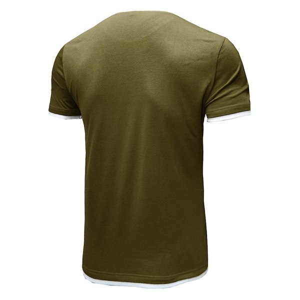 Herre almindelig kortærmet rund hals T-shirt sommer toppe Army Green XL