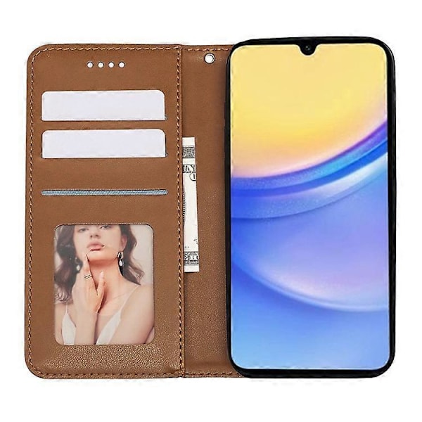 Kompatibelt Plånboksfodral för Samsung Galaxy A26 5G, Stark Magnetisk Rutmönstrad Prägling Läder Flipfodral Brown